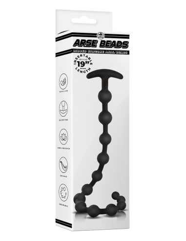NMC 19 INCH RIBBED SILICONE ANAL BEADS BLACK